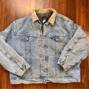 Vintage (80s/90s?) Lee Riveted Denim Coat, Corduroy + Flannel Detail, Men XXL